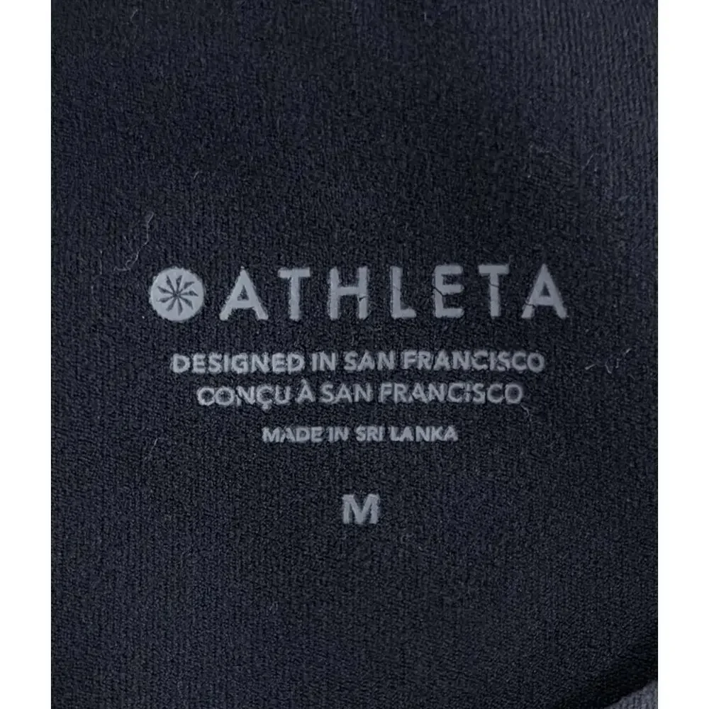 Athleta Conscious Crop Top Bra Women M Black Gray Camo Racerback Logo